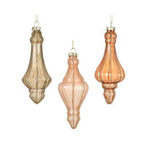 Decoris Hanging Glass Ornament with Glitter Lines 14cm - Shades of Peach Pearl (3 Assorted)